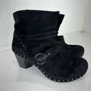 DANSKO slouch clog booties NIKITA BLACK SUEDE ANKLE BOOT Studs Sz 42 US 11